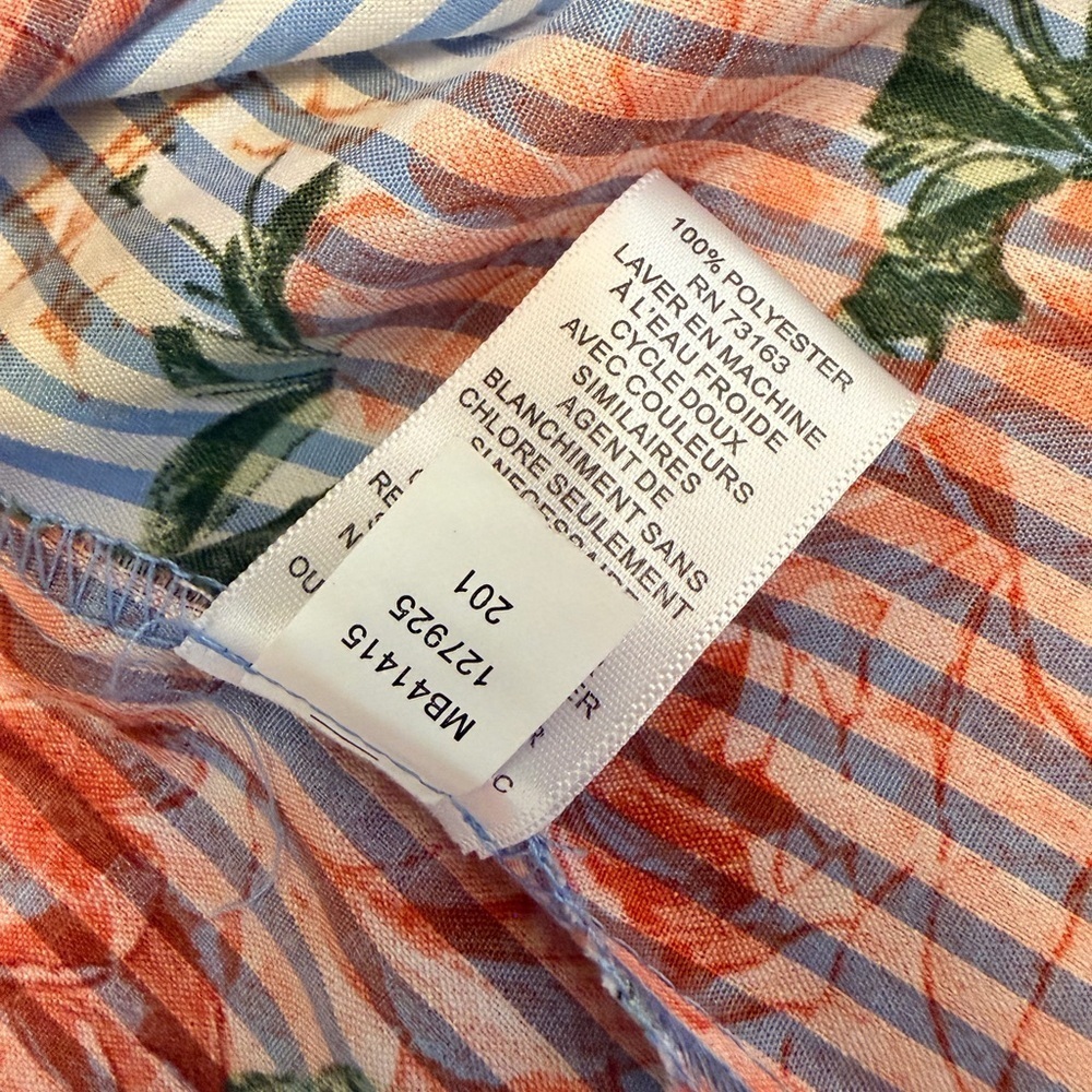 Cupio Blue and White Striped Floral Print Bell Sleeve Blouse - Size M - Picture 12 of 12